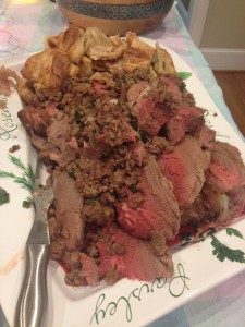 Stuffed and wrapped lamb, deconstructed